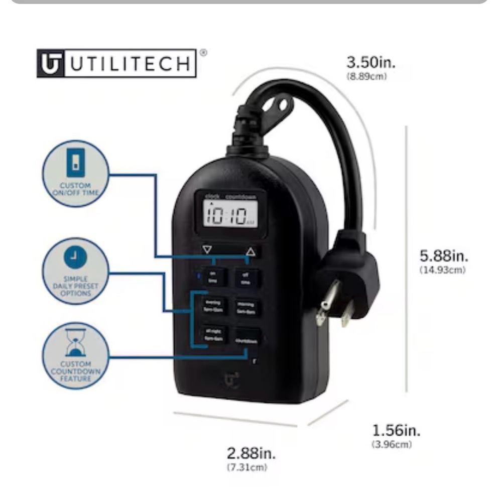 NEW [Sealed] 24-Hour Digital Timer Power Strip with Display | 2 Grounded Outlets - Picture 2 of 6